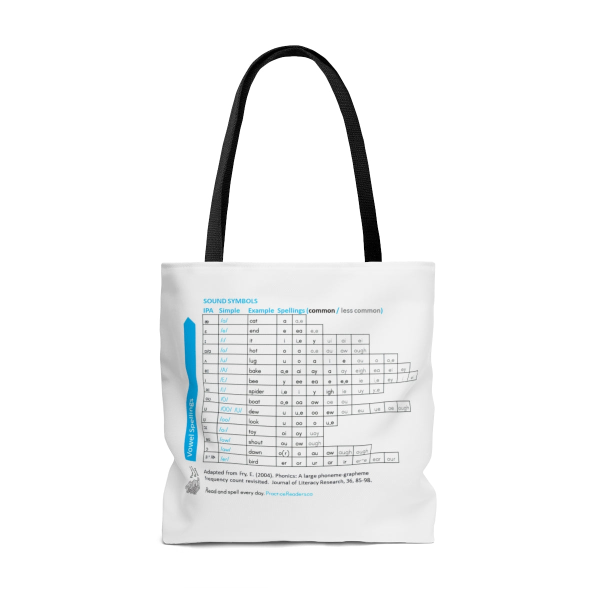 Large Teacher Tote Bag featuring spelling tables Practice Readers Books